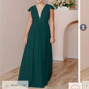 Revelry classic emerald Cora Chiffon Dress- worn once
